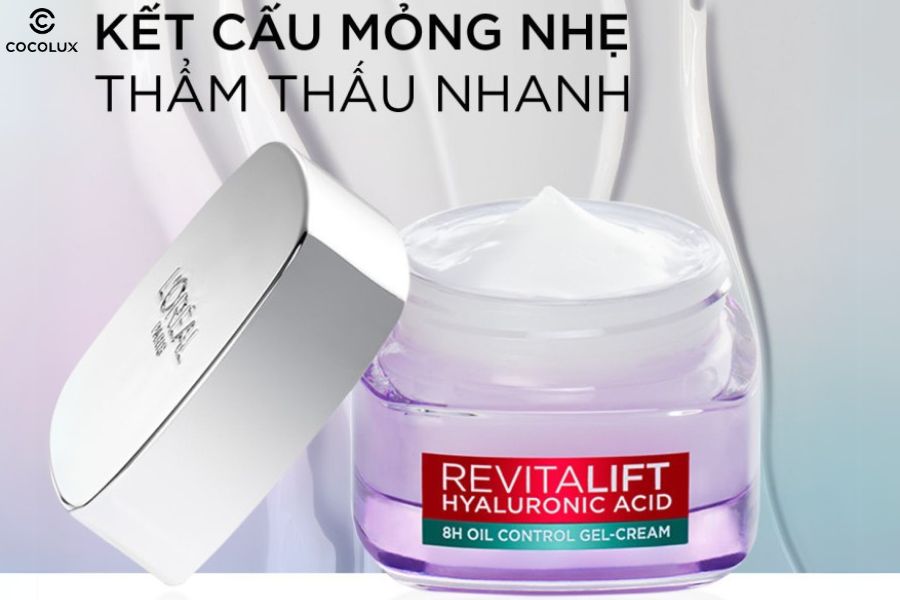 Kết cấu của kem dưỡng da L'or&eacute;al Paris Revitalift Hyaluronic Acid 8H Oil Control Gel-Cream