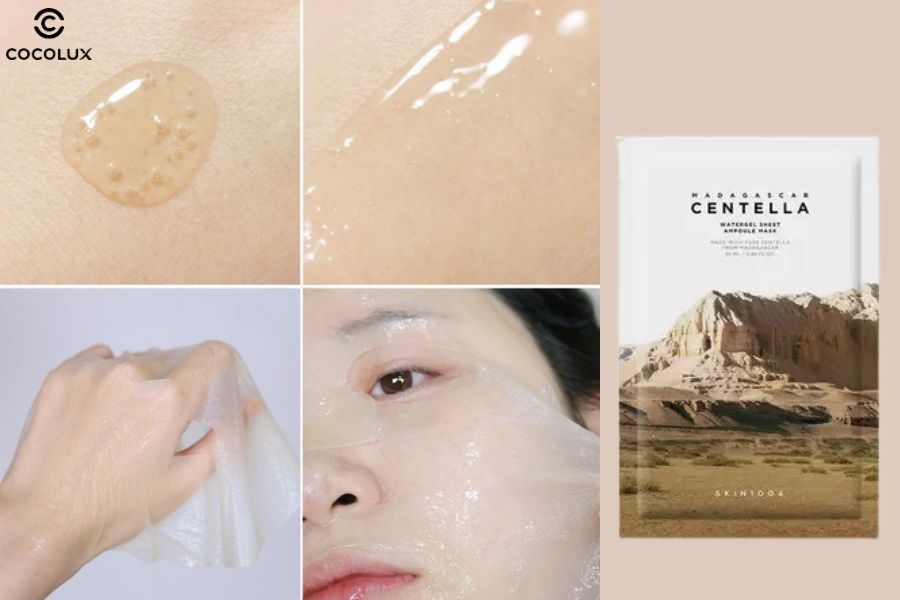 Kết cấu của mặt nạ Skin1004 l&agrave;m dịu, ngừa mụn chiết xuất rau m&aacute;