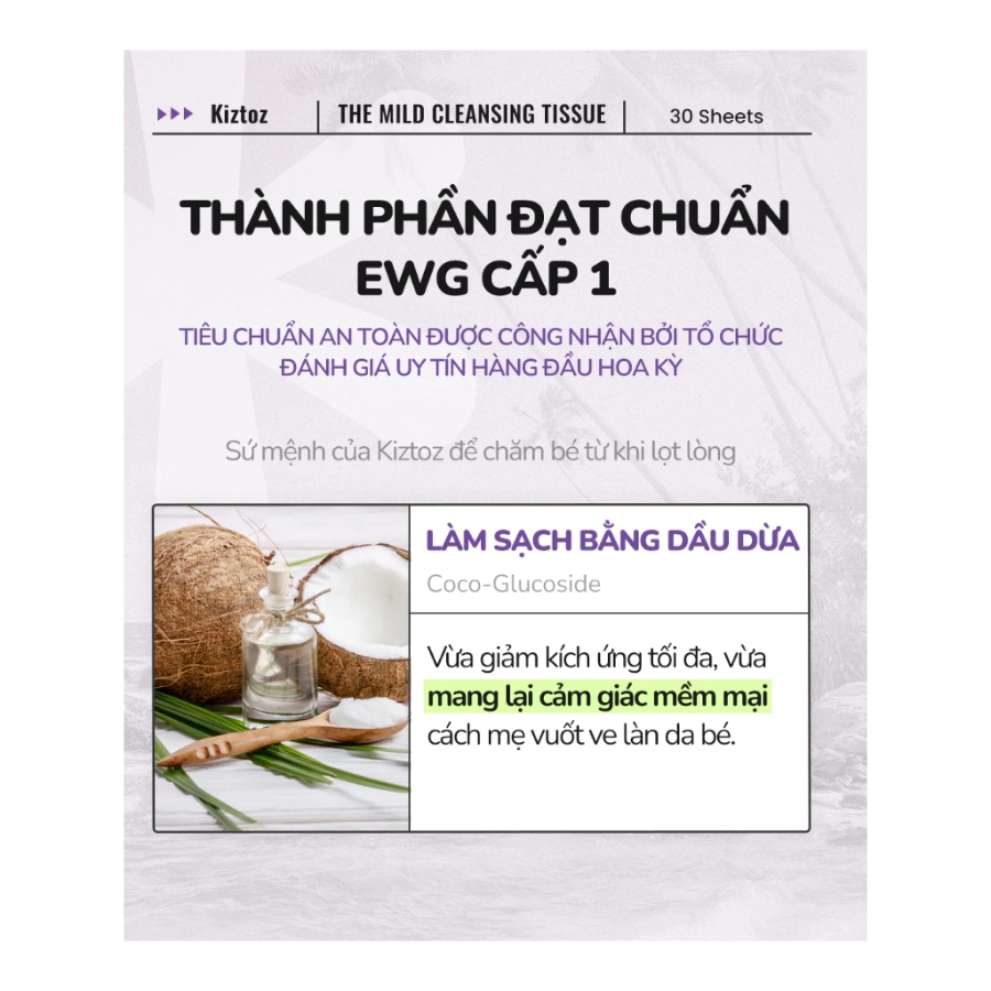 Khăn Giấy Ướt Tẩy Trang Làm Sạch Chống Nắng Kiztoz 30 Miếng