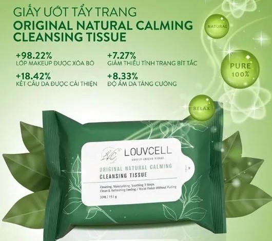 Đánh giá Khăn Tẩy Trang Louvcell Original Natural Calming Cleansing Tissue