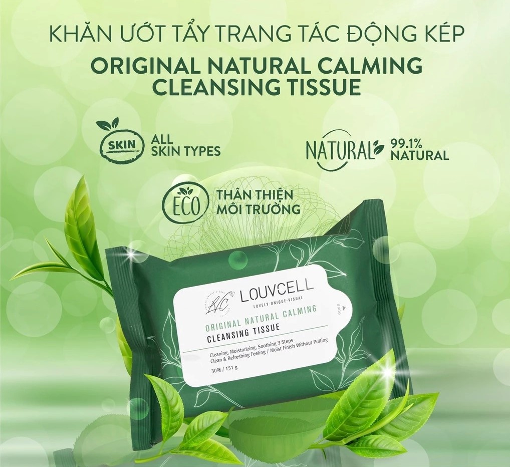 Khăn Tẩy Trang Louvcell Original Natural Calming Cleansing Tissue