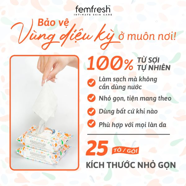 Khăn Ướt Vệ Sinh Vùng Kín Hằng Ngày Cao Cấp Femfresh 25 Tờ