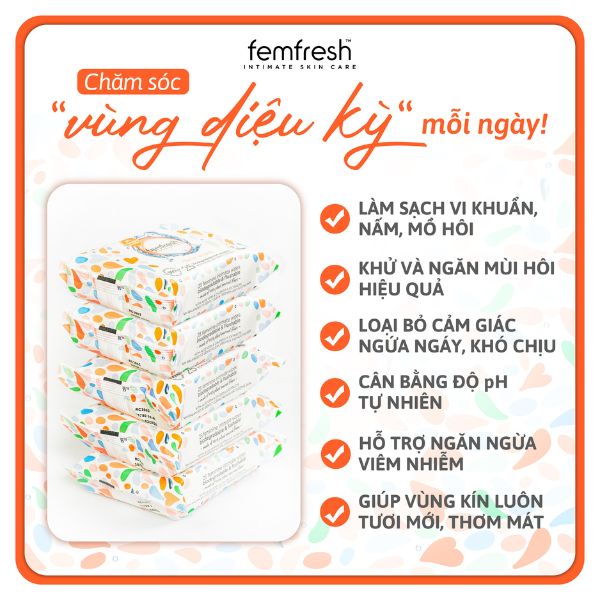 Khăn Ướt Vệ Sinh Vùng Kín Hằng Ngày Cao Cấp Femfresh 25 Tờ