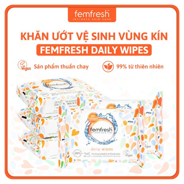 Khăn Ướt Vệ Sinh Vùng Kín Hằng Ngày Cao Cấp Femfresh 25 Tờ