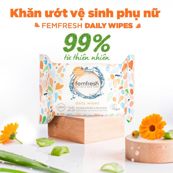 Khăn Ướt Vệ Sinh Vùng Kín Hằng Ngày Cao Cấp Femfresh 25 Tờ