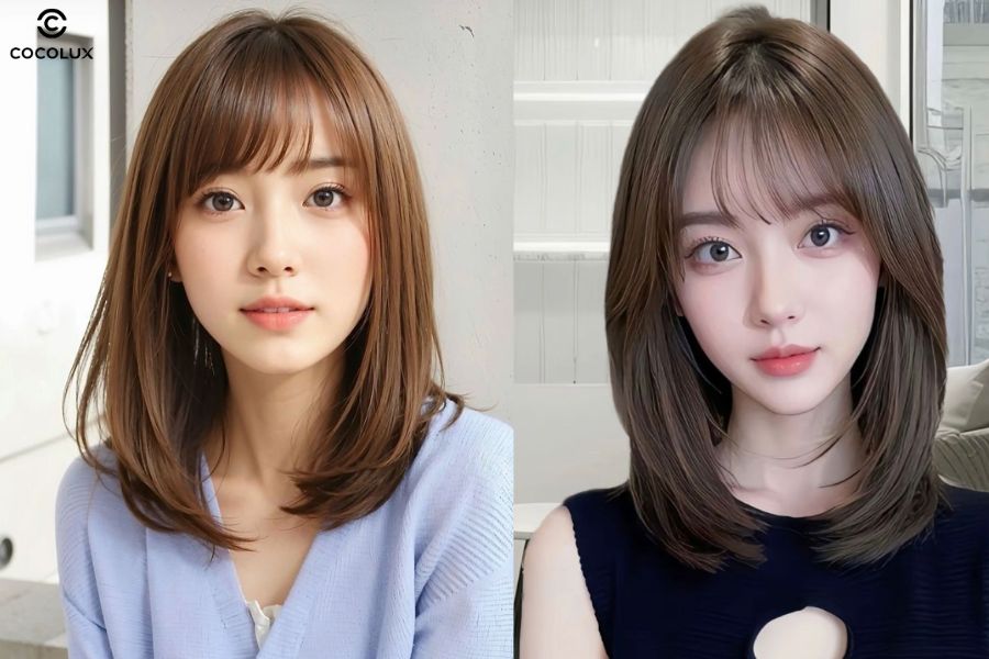 Kiểu tóc uốn phồng nhẹ giúp mái tóc dày dặn hơn, khuôn mặt dài thêm đầy đặn