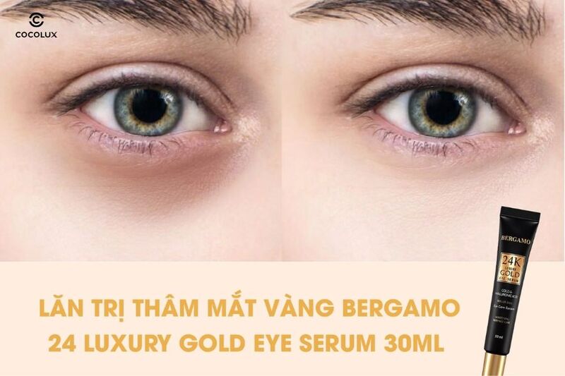Lăn Dưỡng Mắt Bergamo Trị Thâm 24k Luxury Gold Eye Serum 30ml có độ lên màu cực chuẩn