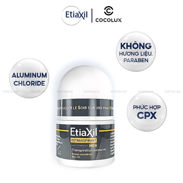 Lăn Khử Mùi EtiaXil Detranspirant Transpiration Exessive Peau Sensibies - MEN