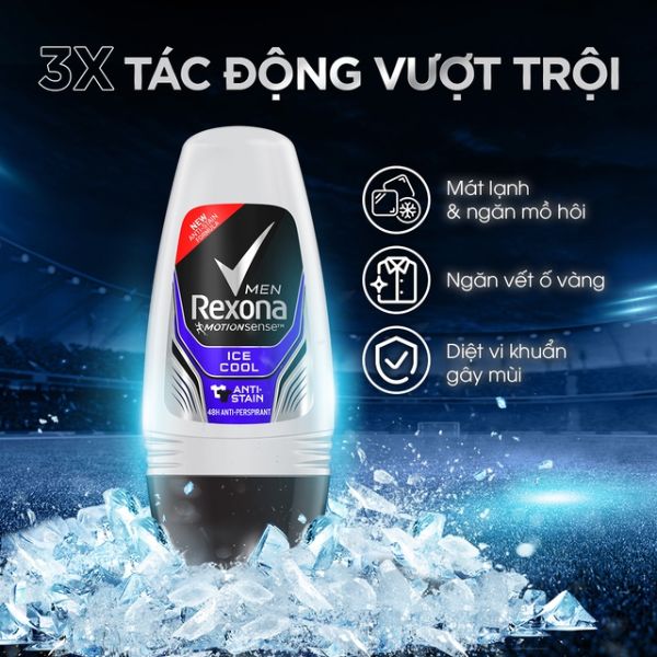 Lăn Khử Mùi Rexona Men Ice Cool Khô Thoáng 50ml
