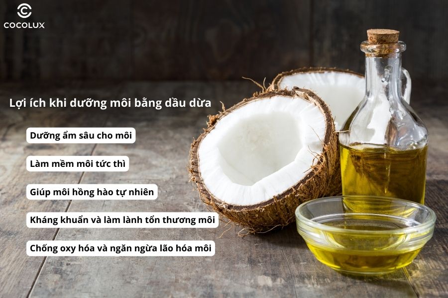 Dưỡng môi bằng dầu dừa mỗi ngày giúp môi mềm mại, hồng hào và giảm thâm hiệu quả