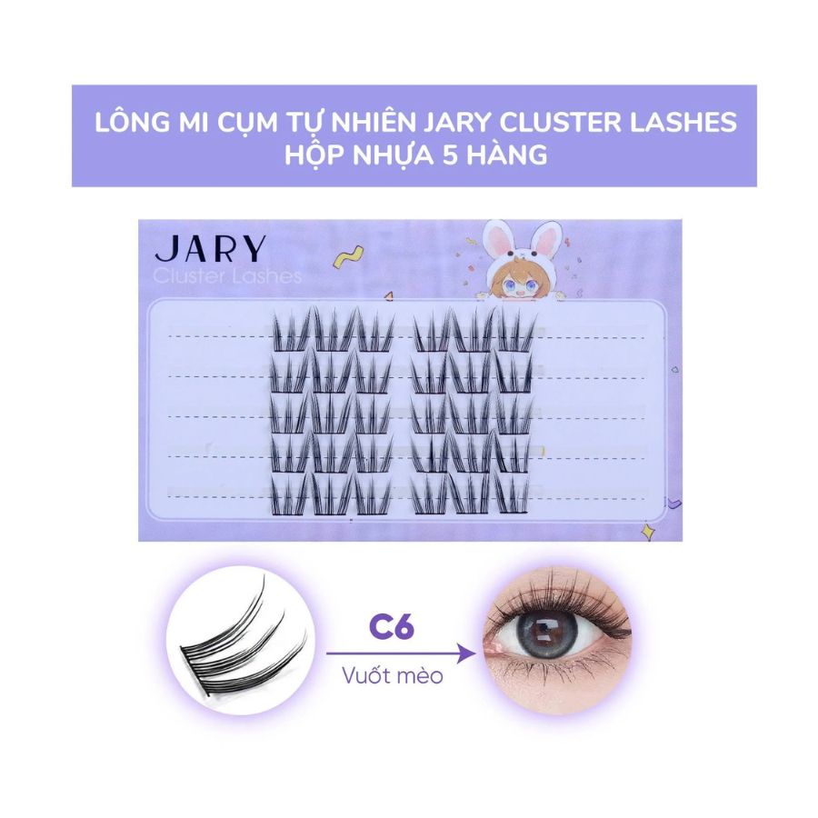 Lông Mi Giả Jary Cluster Lashes Hộp 5 Hàng - C6 Vuốt Mèo
