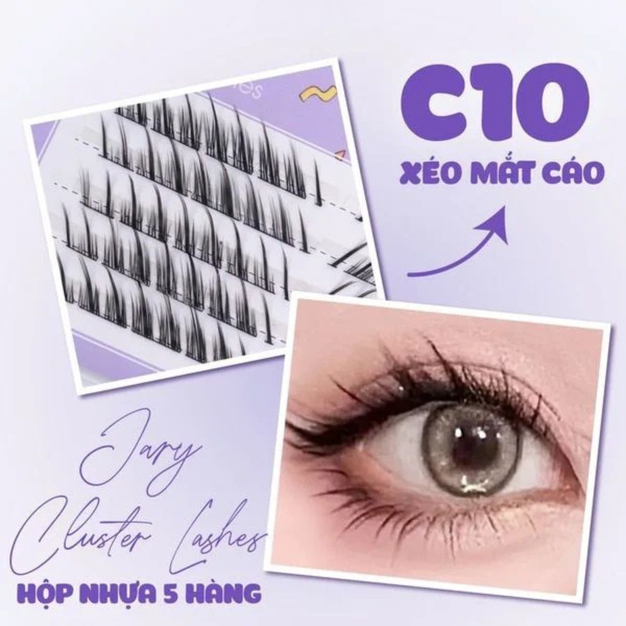Lông Mi Giả Jary Cluster Lashes Hộp 5 Hàng - C10 Xéo Mắt Cáo