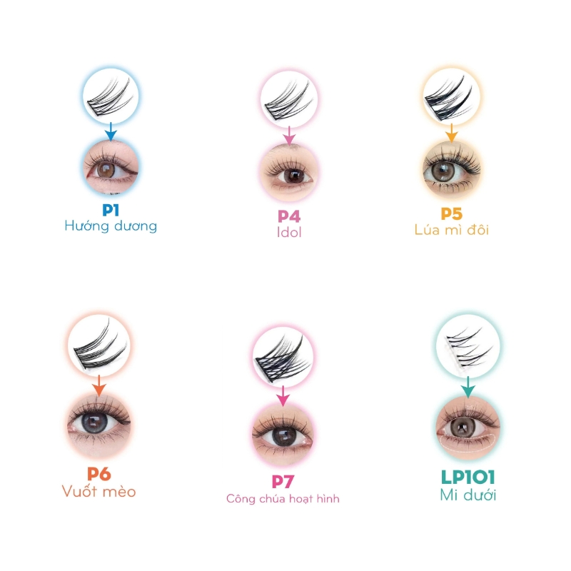 Công dụng Lông Mi Giả Jary Pro Cluster Lashes Có Sẵn Keo