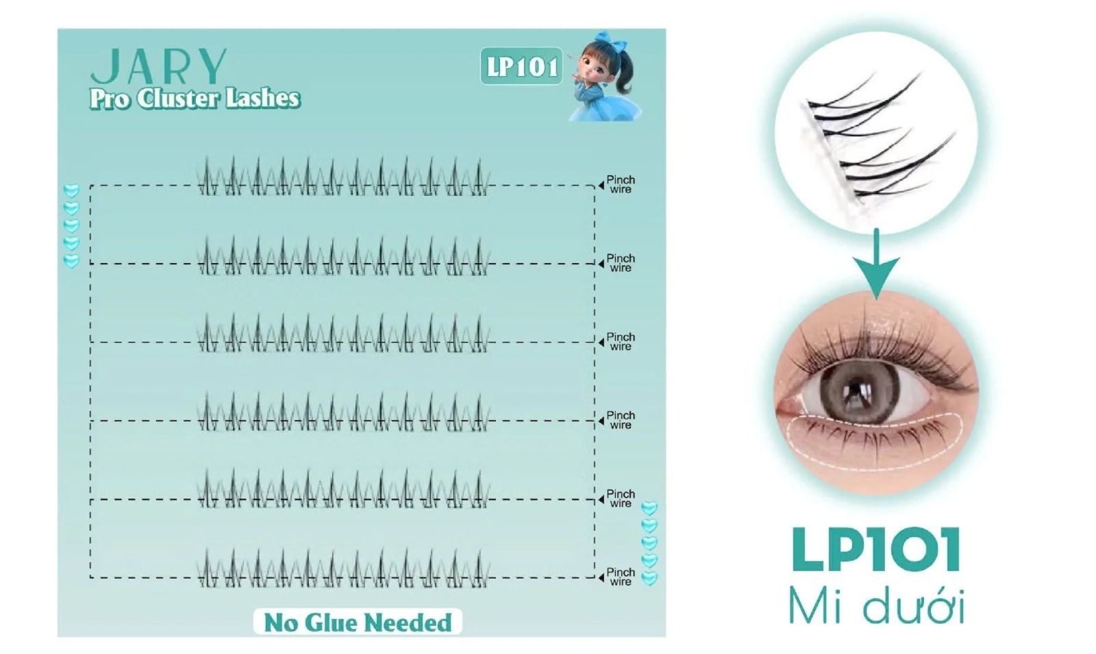 Lông Mi Giả Jary Pro Cluster Lashes Có Sẵn Keo - LP101 Mi Dưới