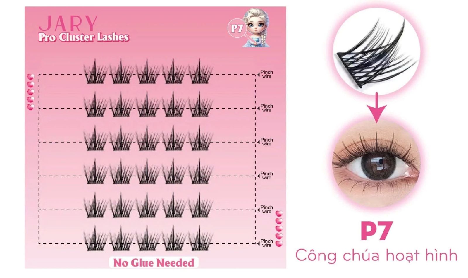 Lông Mi Giả Jary Pro Cluster Lashes Có Sẵn Keo - P7 Công Chúa Hoạt Hình