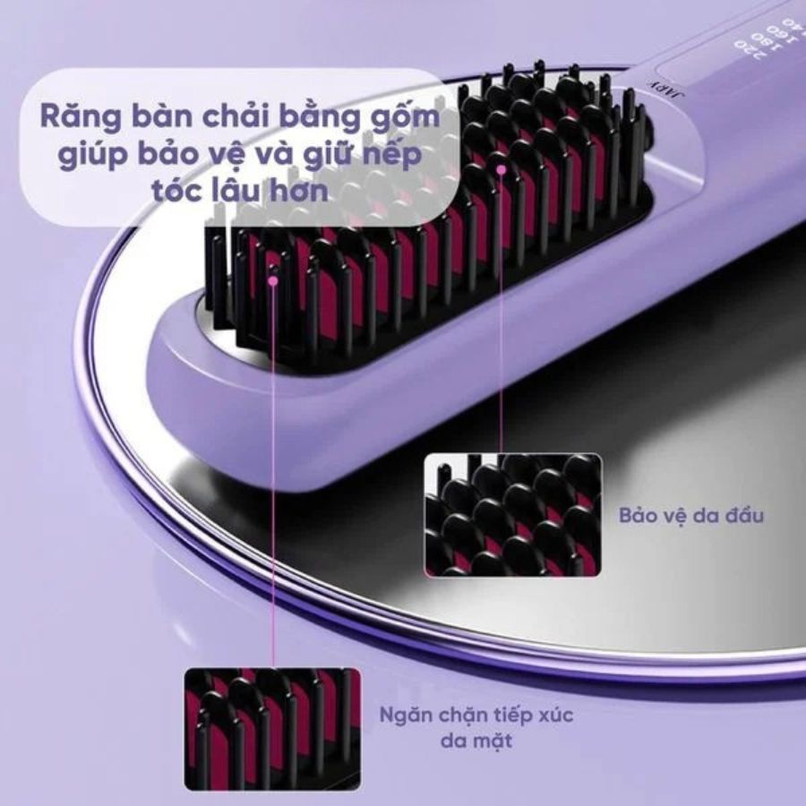 Lược Điện Jary Ion Electric Hair Comb Không Dây - Màu Hồng