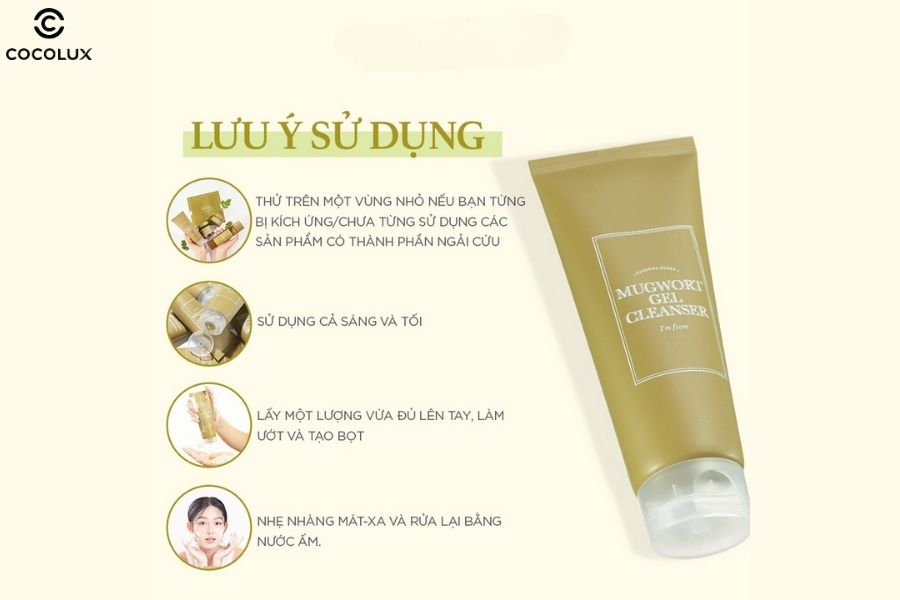 Lưu &yacute; sử dụng Gel rửa mặt I'm From Mugwort