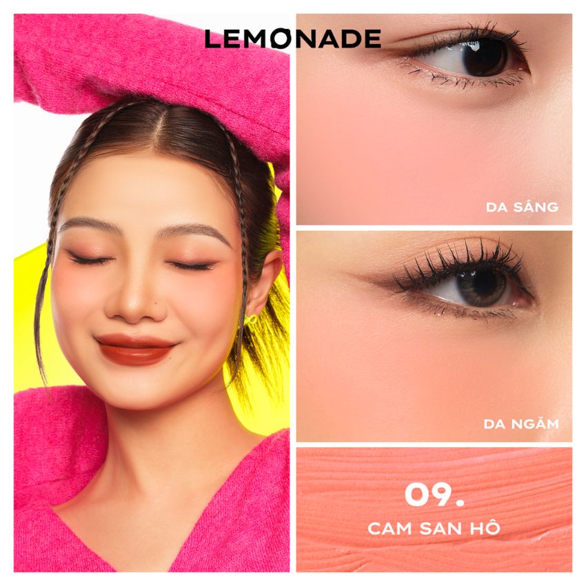 Má Kem Lemonade Perfect Couple Blush 2 Đầu Mịn Lì - Màu 09