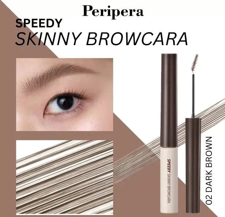 Mascara Lông Mày Peripera Speedy Skinny Brow Mascara #02 Dark Brown