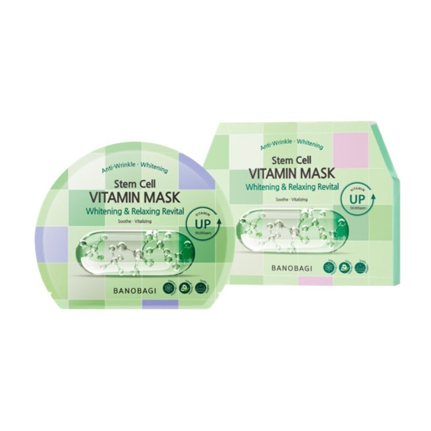 Mặt Nạ Banobagi Stem Cell Vitamin Mask - Whitening & Relaxing Revital (Xanh Lá)