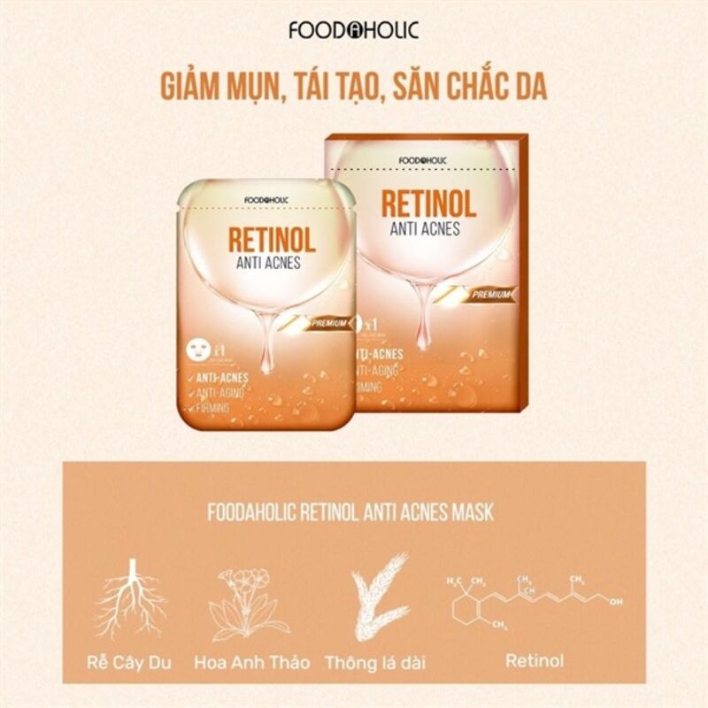 Mặt Nạ Foodaholic Retinol Giảm Mụn Kháng Viêm 23ml (1 miếng)