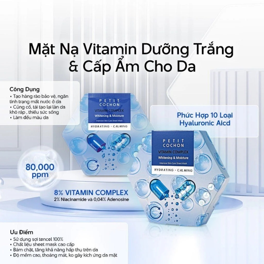 Mô tả Mặt Nạ Petit Cochon Cấp Ẩm Làm Sáng Da 30ml