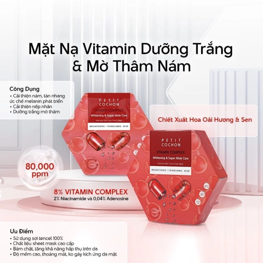 Mô tả Mặt Nạ Petit Cochon Làm Trắng Da, Giúp Giảm Thâm Nám 30ml