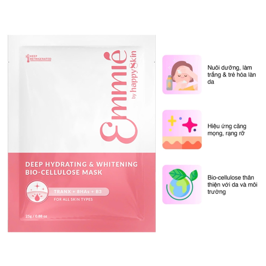 Mặt Nạ Sinh Học Làm Trắng & Cấp Ẩm Sâu Deep Hydrating & Whitening Bio-Cellulose Mask 25g - Hộp 10 Miếng