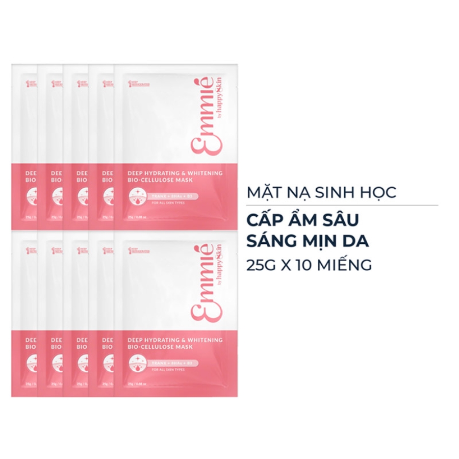 Mặt Nạ Sinh Học Làm Trắng & Cấp Ẩm Sâu Deep Hydrating & Whitening Bio-Cellulose Mask 25g - Hộp 10 Miếng