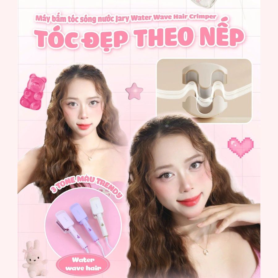 Máy Làm Tóc Jary Water Wave Hair Crimper Bấm Sóng Nước - Màu Hồng