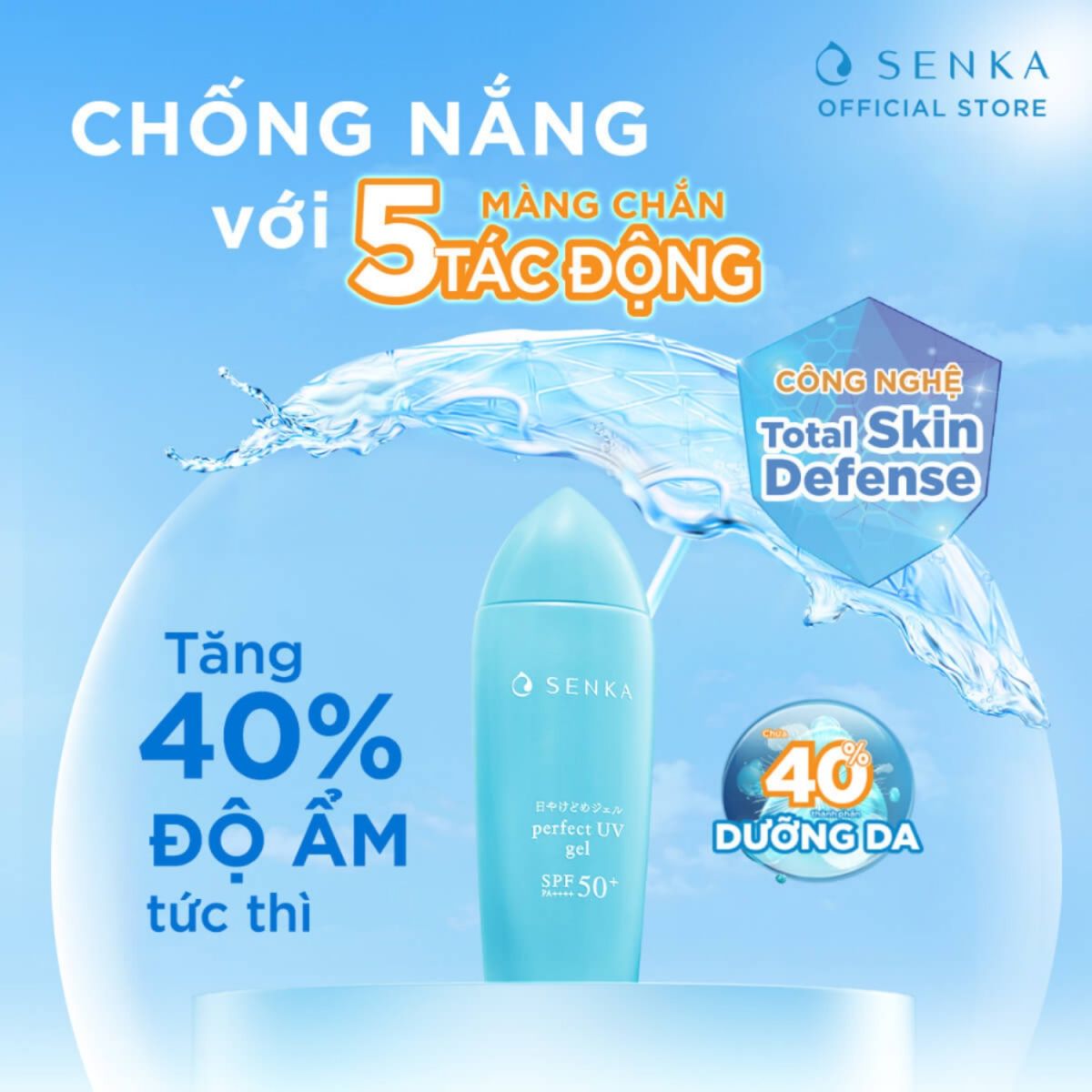 Mô tả Gel Sữa Chống Nắng Senka Perfect UV Gel SPF50+ PA++++ Ẩm Mượt Cho Da Khô 80g (Mã mới)