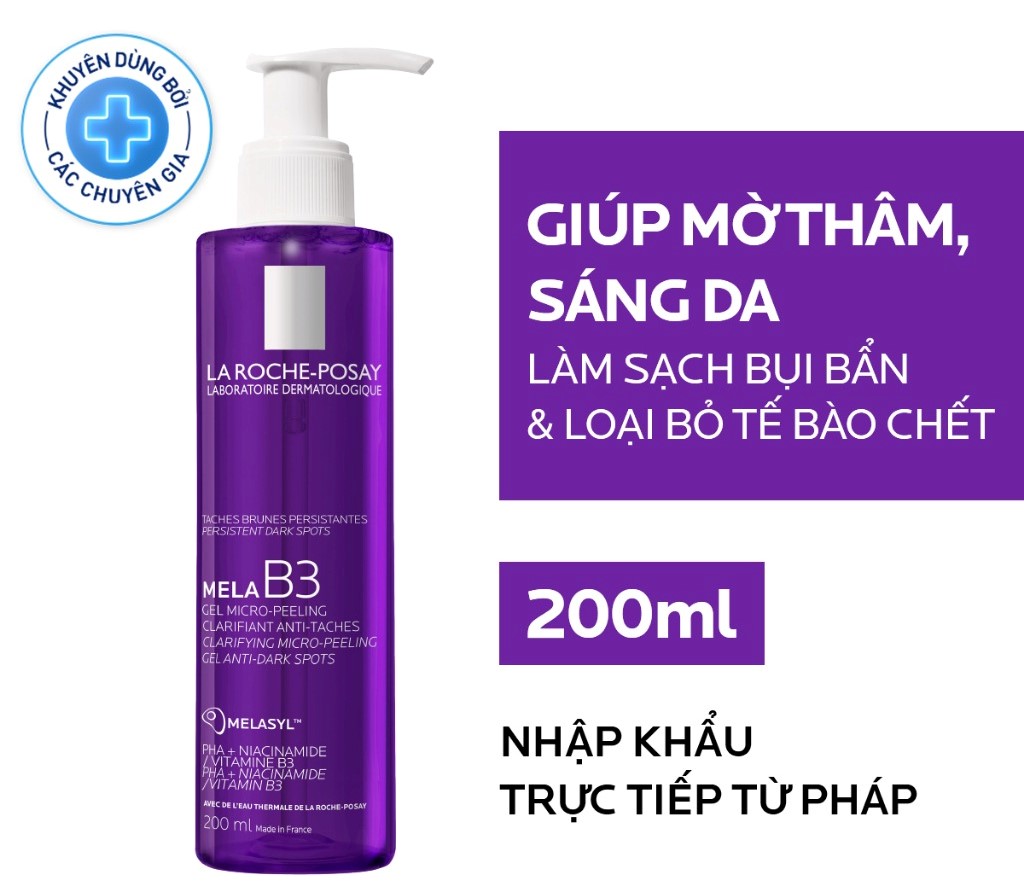 Mô tả Sữa Rửa Mặt Làm Sạch Sáng Da La Roche-Posay Mela B3 Clarifying Micro-Peeling Gel 200ml 