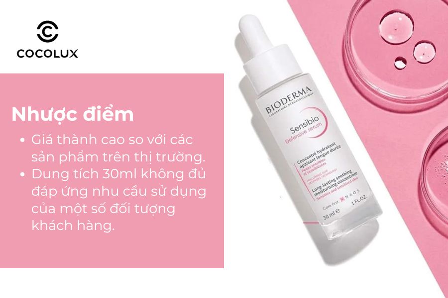 Nhược điểm của Serum Bioderma Sensibio Defensive Dưỡng Ẩm Và Làm Dịu Da Nhạy Cảm 30ml