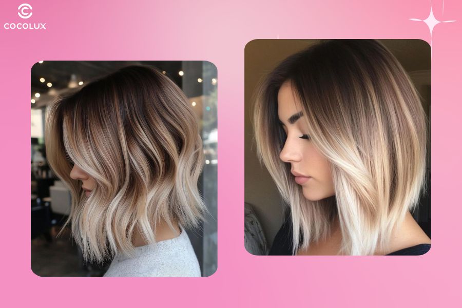 Nhuộm Highlight tóc ngắn Ombre
