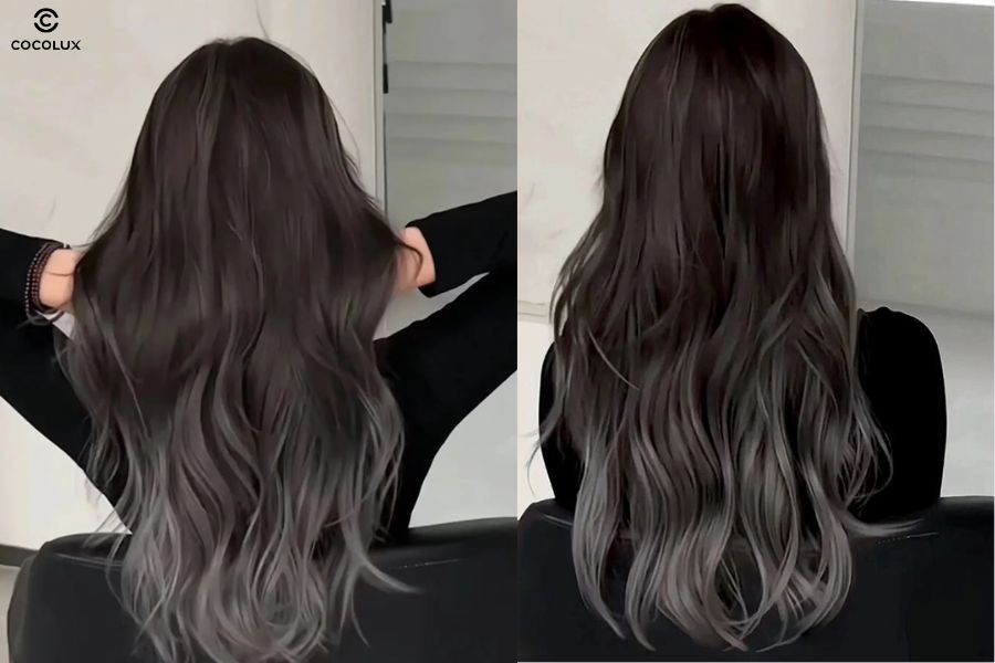 Tóc nhuộm ombre màu đen khói thanh lịch và bí ẩn