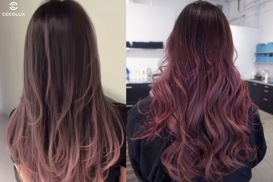 Hiệu ứng chuyển màu ombre từ chân tóc đến ngọn, tạo cảm giác loang màu tự nhiên và nổi bật