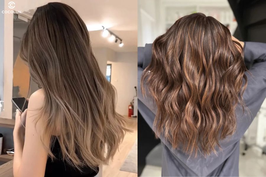 Tóc nhuộm ombre màu đen nâu caramel nhẹ nhàng và dễ phối đồ