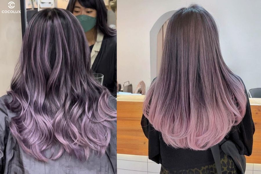 Tóc nhuộm ombre màu tím pastel ngọt ngào và dịu dàng