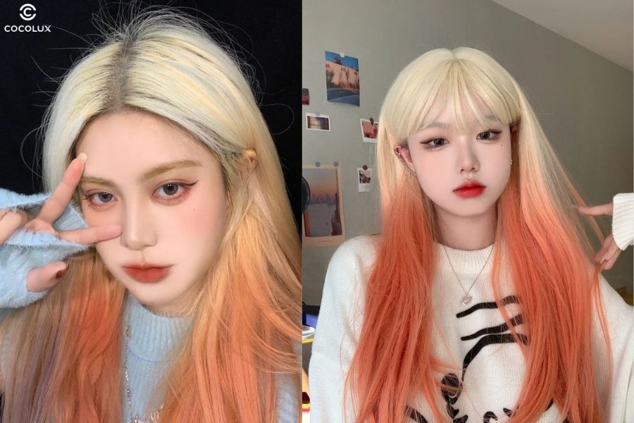 Tóc nhuộm ombre màu vàng bạch kim phá cách và hiện đại