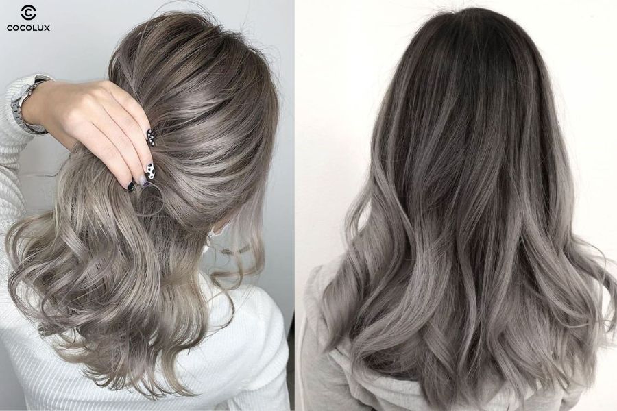 Tóc nhuộm ombre màu xám khói thời thượng và linh hoạt