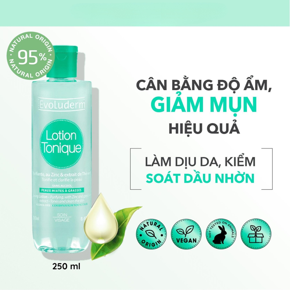 Nước Hoa Hồng Evoluderm Cho Da Hỗn Hợp Và Dầu Mụn 250ml