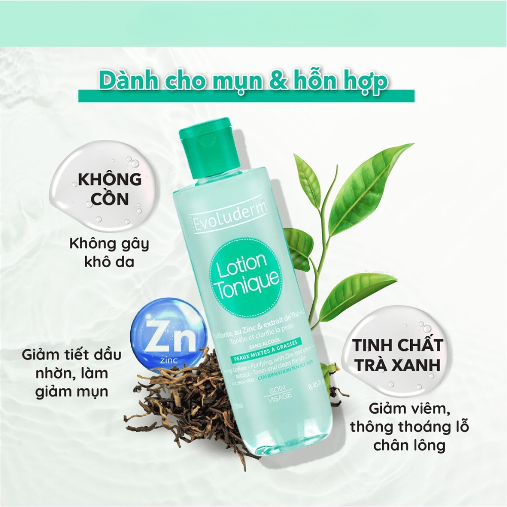 Nước Hoa Hồng Evoluderm Cho Da Hỗn Hợp Và Dầu Mụn 250ml