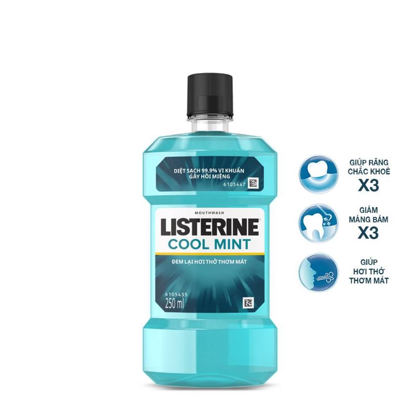 Nước Súc Miệng Listerine Cool Mint Hơi Thở Thơm Mát 250ml