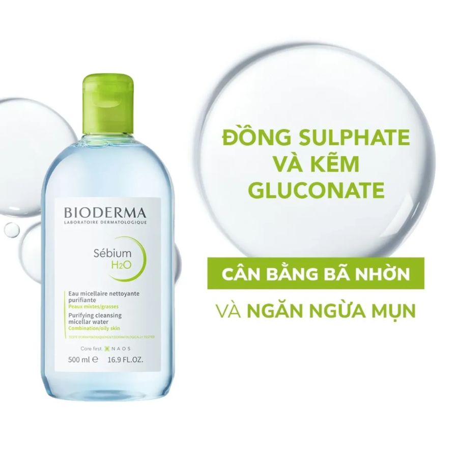 Nước Tẩy Trang Bioderma Sebium H2O Dành Cho Da Dầu và Hỗn Hợp 500ml - (Bao bì mới)