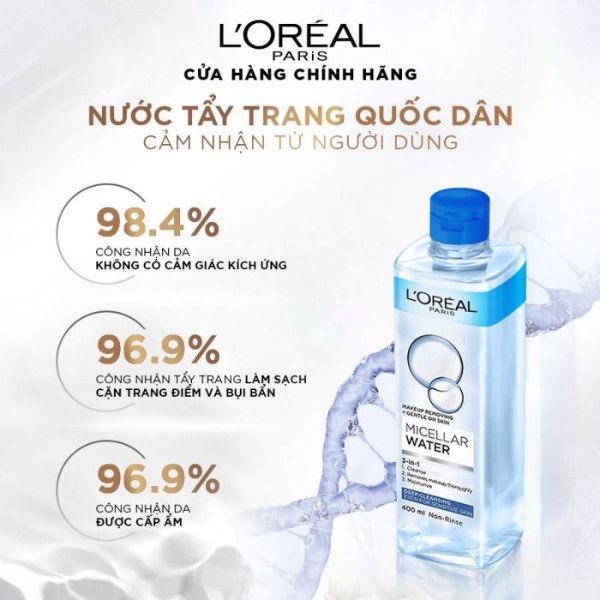 Nước Tẩy Trang L'Oreal Micellar Water Làm Sạch Sâu Trang Điểm 400ml