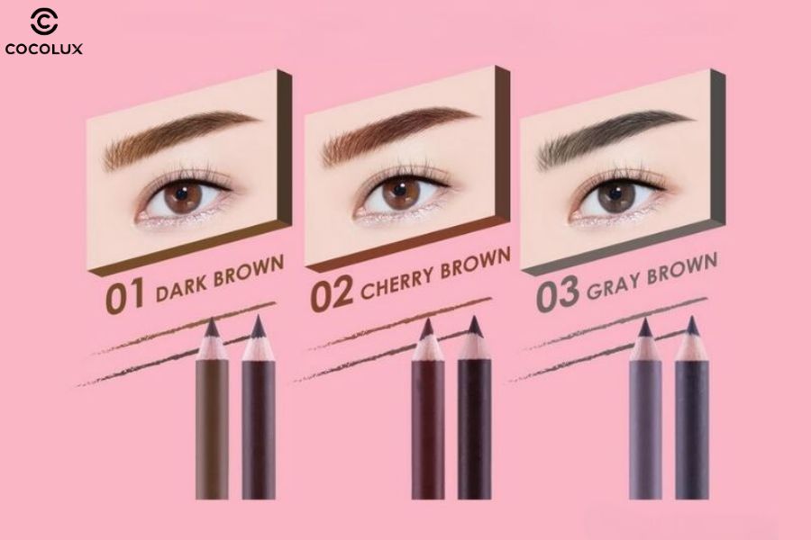 3 màu của chì kẻ mày Cathy Doll 2-Tone Eyebrow Pencil