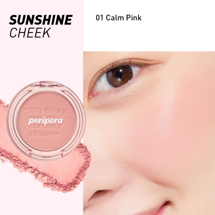 Phấn Má Peripera Pure Blushed Sunshine Cheek Màu 01 Calm Pink