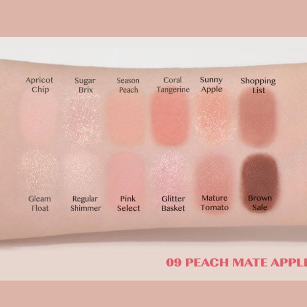 Phấn Mắt Clio Pro Eye 12 Ô Pallete Air 09 Peach Mate Apple