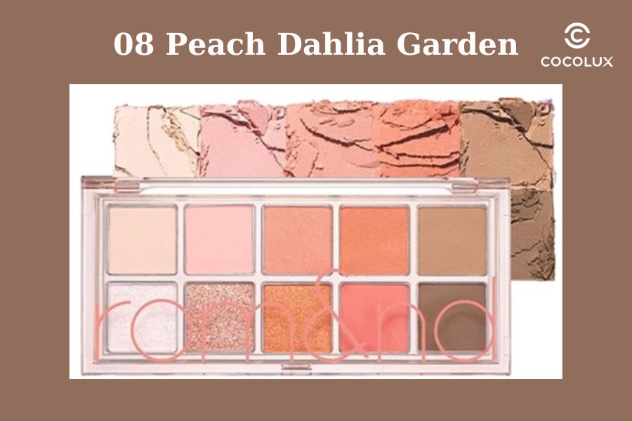 Phấn mắt Romand 10 ô Better Than Eye Palette màu Peach Dahlia Garden