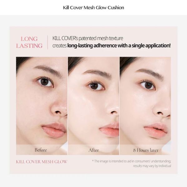 Phấn Nước Clio Kill Cover Mesh Glow SPF50+, PA++++ #4 Ginger (Vuông Hồng)